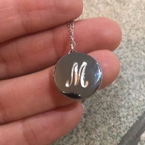 Vintage “M” Initial Silver tone necklace Anson